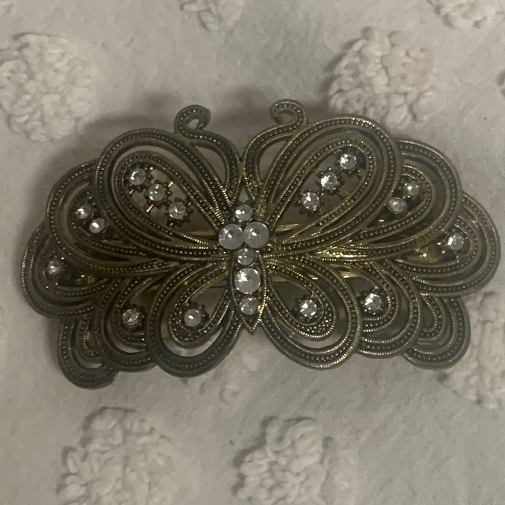 Vintage Butterfly Barrette with Inlayed Jewels 💎
